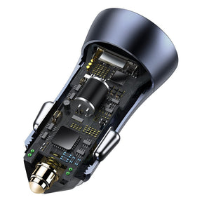Baseus Golden Contactor Pro Ładowarka samochodowa USB-A / USB-C 40W PD 3.0 QC 4+ SCP FCP AFC + kabel USB-C – Lightning
