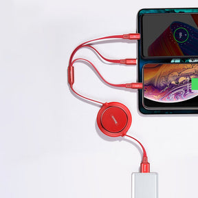 Baseus Golden Loop rozwijany kabel 3w1 USB - micro USB / Lightning / USB-C 3.5A 35cm - 120cm