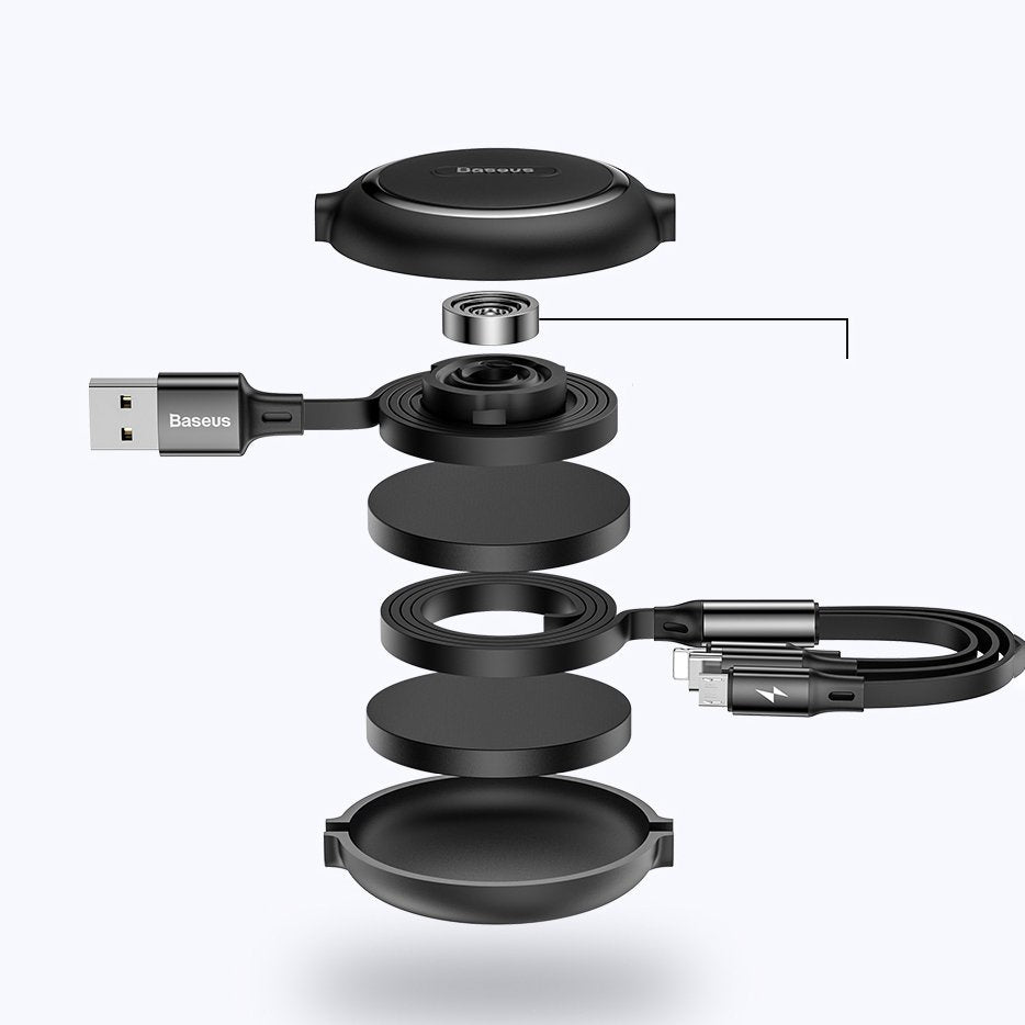 Baseus Golden Loop rozwijany kabel 3w1 USB - micro USB / Lightning / USB-C 3.5A 35cm - 120cm