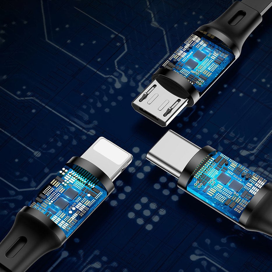 Baseus Golden Loop rozwijany kabel 3w1 USB - micro USB / Lightning / USB-C 3.5A 35cm - 120cm