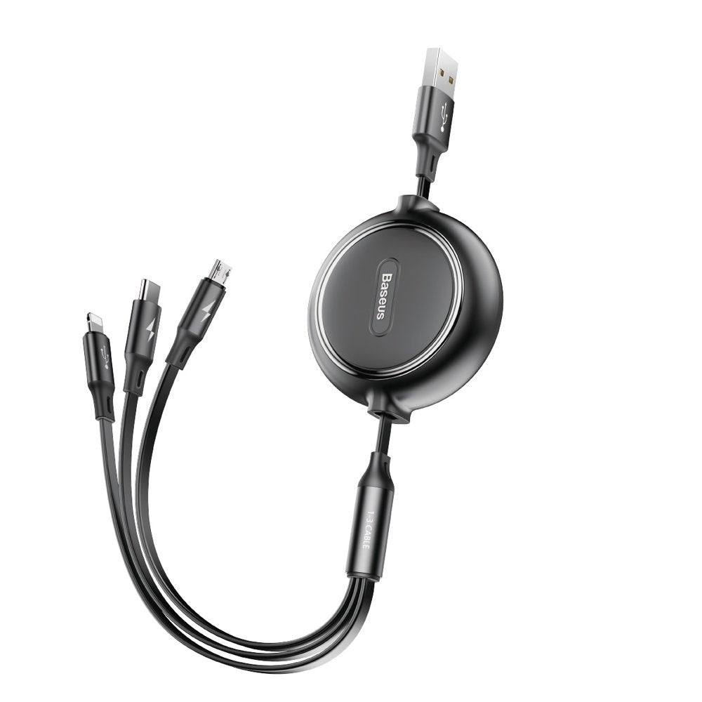 Baseus Golden Loop rozwijany kabel 3w1 USB - micro USB / Lightning / USB-C 3.5A 35cm - 120cm