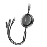 Baseus Golden Loop rozwijany kabel 3w1 USB - micro USB / Lightning / USB-C 3.5A 35cm - 120cm