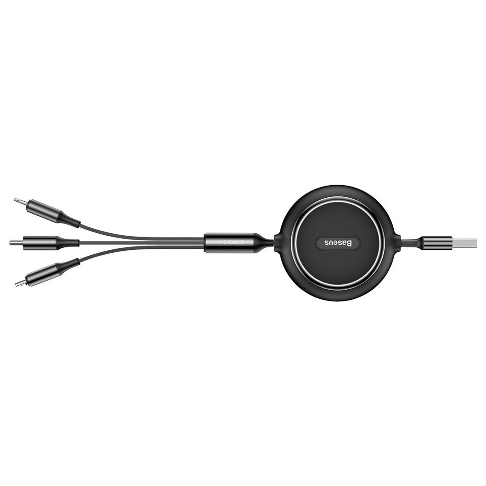 Baseus Golden Loop rozwijany kabel 3w1 USB - micro USB / Lightning / USB-C 3.5A 35cm - 120cm