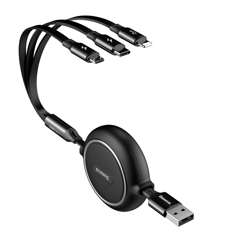 Baseus Golden Loop rozwijany kabel 3w1 USB - micro USB / Lightning / USB-C 3.5A 35cm - 120cm