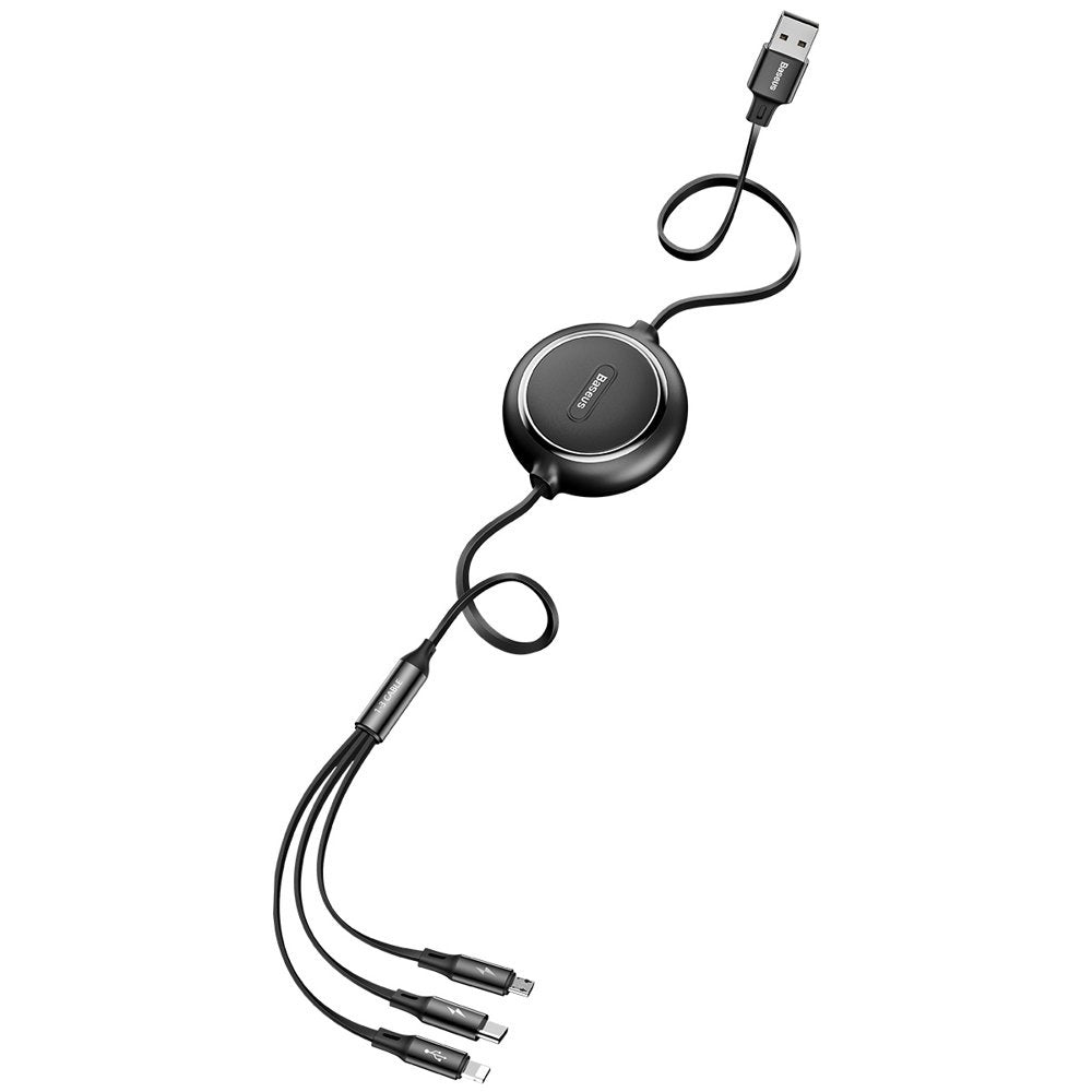 Baseus Golden Loop rozwijany kabel 3w1 USB - micro USB / Lightning / USB-C 3.5A 35cm - 120cm
