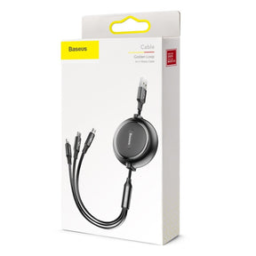 Baseus Golden Loop rozwijany kabel 3w1 USB - micro USB / Lightning / USB-C 3.5A 35cm - 120cm