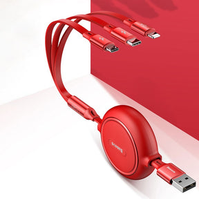 Baseus Golden Loop rozwijany kabel 3w1 USB - micro USB / Lightning / USB-C 3.5A 35cm - 120cm