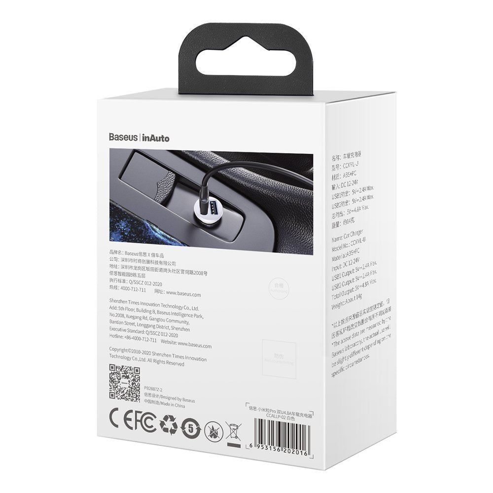 Baseus Grain Pro ładowarka samochodowa 2x USB 4,8 A