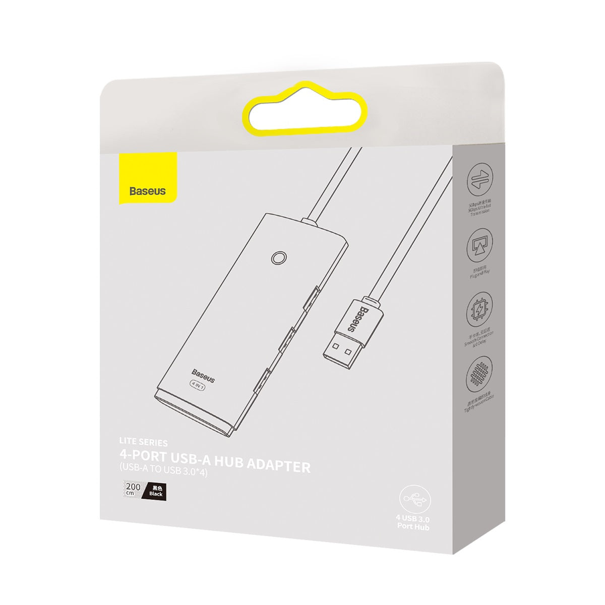 Baseus Lite Series HUB 4-Portowy (USB-A do 4xUSB-A 3.0) 2m
