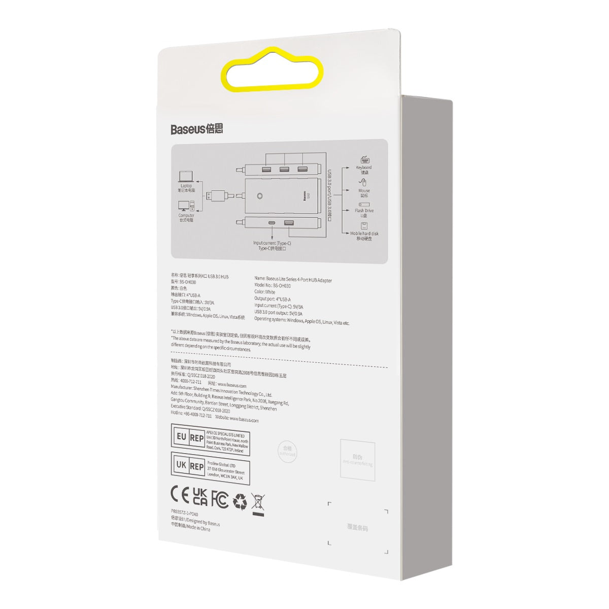 Baseus Lite Series Przejściówka HUB USB-C - 4x USB 3.0 25cm