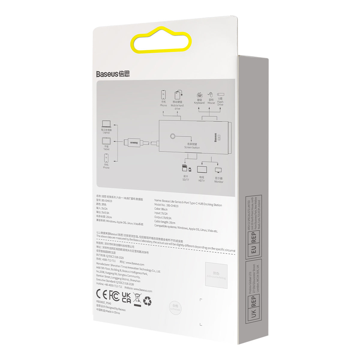 Baseus Lite Series Wielofunkcyjny HUB USB-C – 2x USB 3.0 / USB-C / HDMI 1.4 / SD/TF OTG