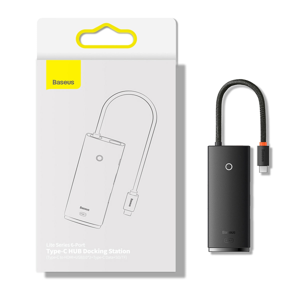 Baseus Lite Series Wielofunkcyjny HUB USB-C – 2x USB 3.0 / USB-C / HDMI 1.4 / SD/TF OTG