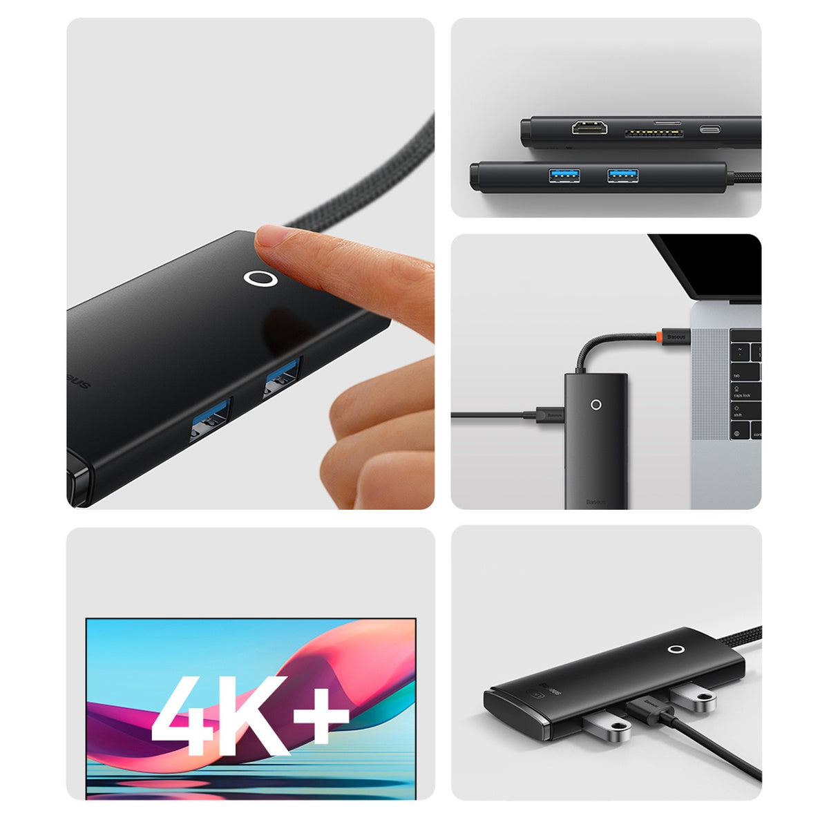Baseus Lite Series Wielofunkcyjny HUB USB-C 2x USB 3.0 / USB-C PD / HDMI 1.4 / SD/TF