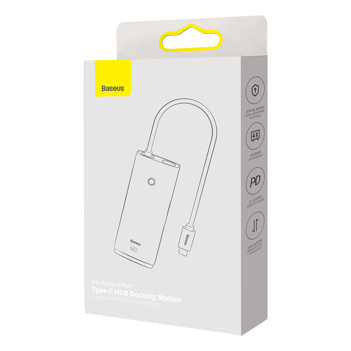Baseus Lite Series Wielofunkcyjny HUB USB-C 2x USB 3.0 / USB-C PD / HDMI 1.4 / SD/TF