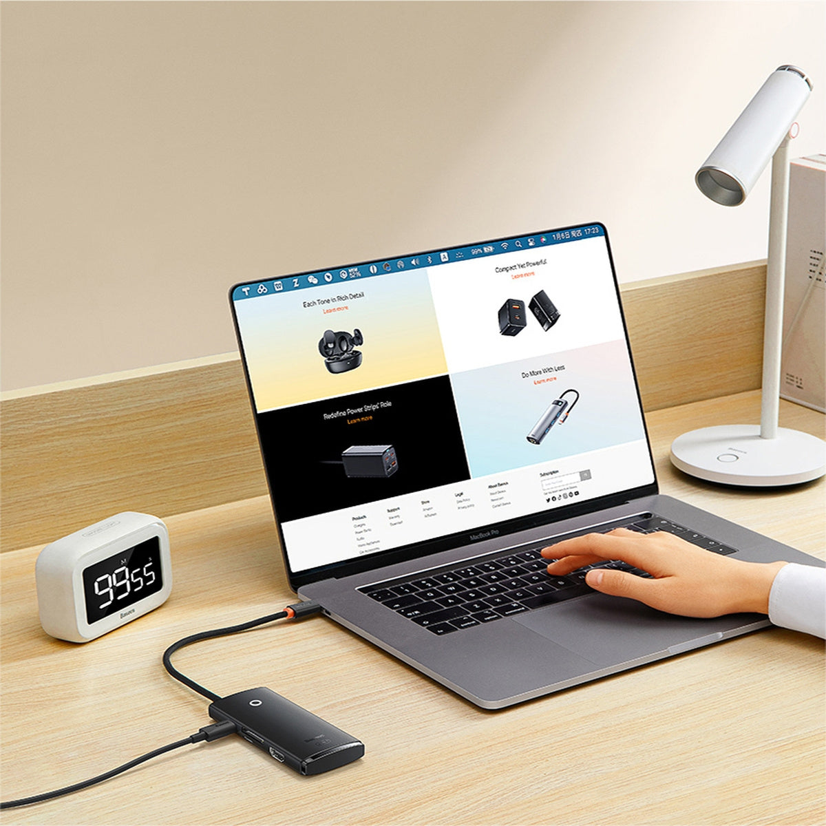 Baseus Lite Series wielofunkcyjny HUB USB-C 2x USB 3.0 / USB-C PD / HDMI 1.4 / SD/TF (WKQX050101)