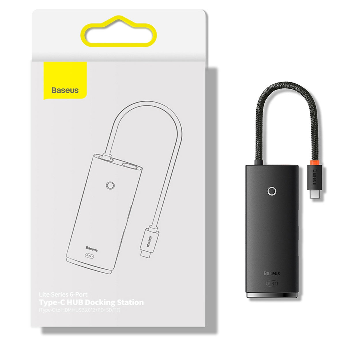 Baseus Lite Series wielofunkcyjny HUB USB-C 2x USB 3.0 / USB-C PD / HDMI 1.4 / SD/TF (WKQX050101)