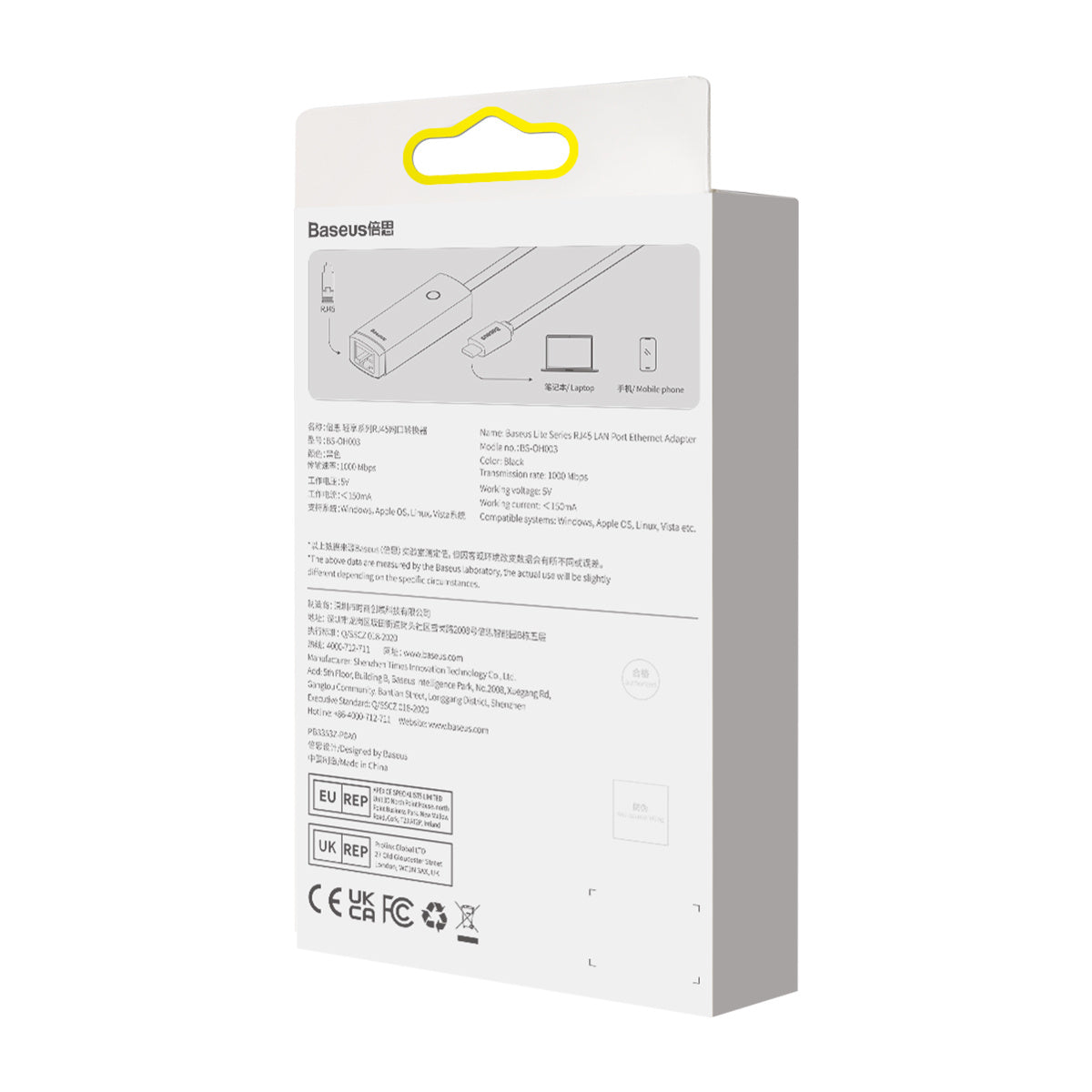 Baseus Lite Series Zewnętrzna karta sieciowa USB-C – RJ45 1Gbps