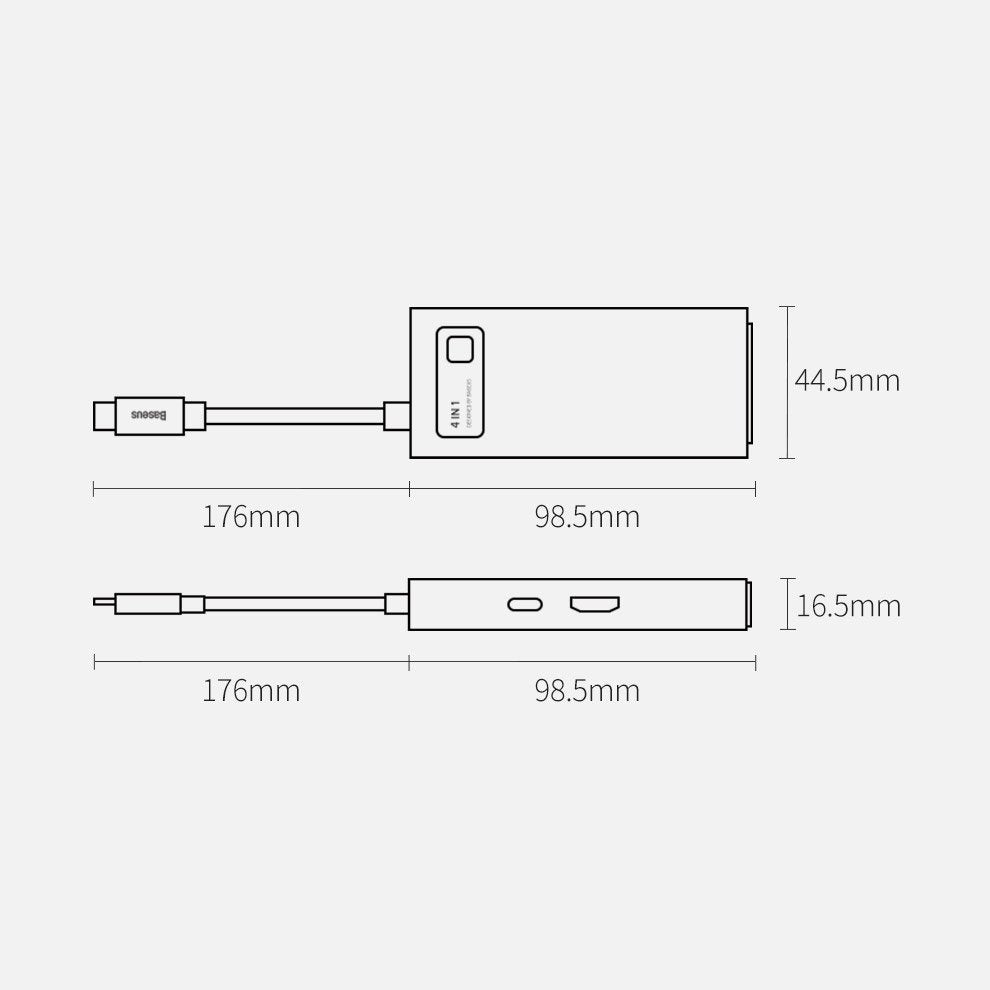 Baseus Metal Gleam 4w1 wielofunkcyjny HUB USB Typ C