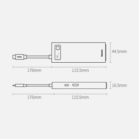 Baseus Metal Gleam 5w1 wielofunkcyjny HUB USB Typ C