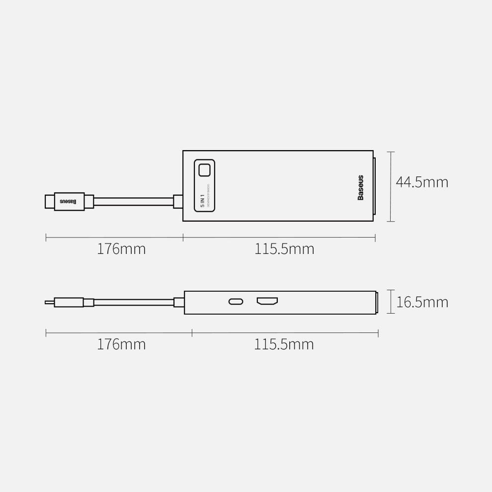 Baseus Metal Gleam 5w1 wielofunkcyjny HUB USB Typ C