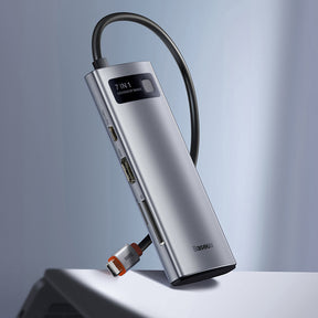 Baseus Metal Gleam Series Multifunkcjonalny HUB USB 7w1 USB-C HDMI Czytnik Kart TF PD