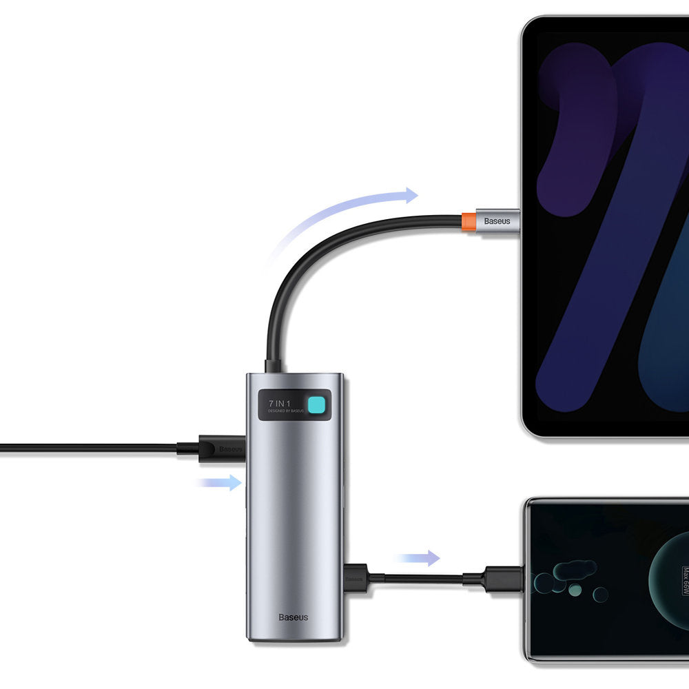 Baseus Metal Gleam Series Multifunkcjonalny HUB USB 7w1 USB-C HDMI Czytnik Kart TF PD