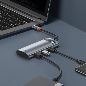 Baseus Metal Gleam Series Multifunkcjonalny HUB USB 7w1 USB-C HDMI Czytnik Kart TF PD
