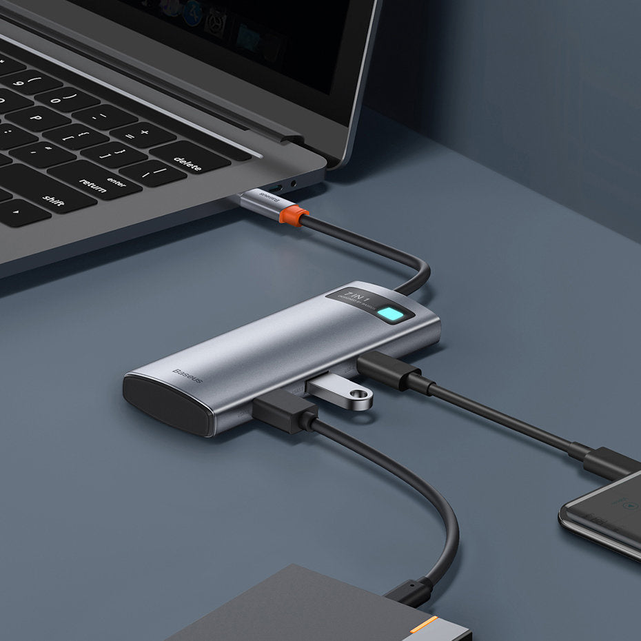 Baseus Metal Gleam Series Multifunkcjonalny HUB USB 7w1 USB-C HDMI Czytnik Kart TF PD