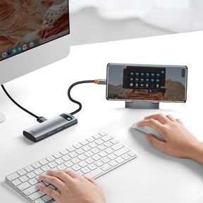 Baseus Metal Gleam Series Multifunkcjonalny HUB USB 7w1 USB-C HDMI Czytnik Kart TF PD