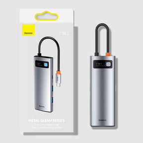 Baseus Metal Gleam Series Multifunkcjonalny HUB USB 7w1 USB-C HDMI Czytnik Kart TF PD