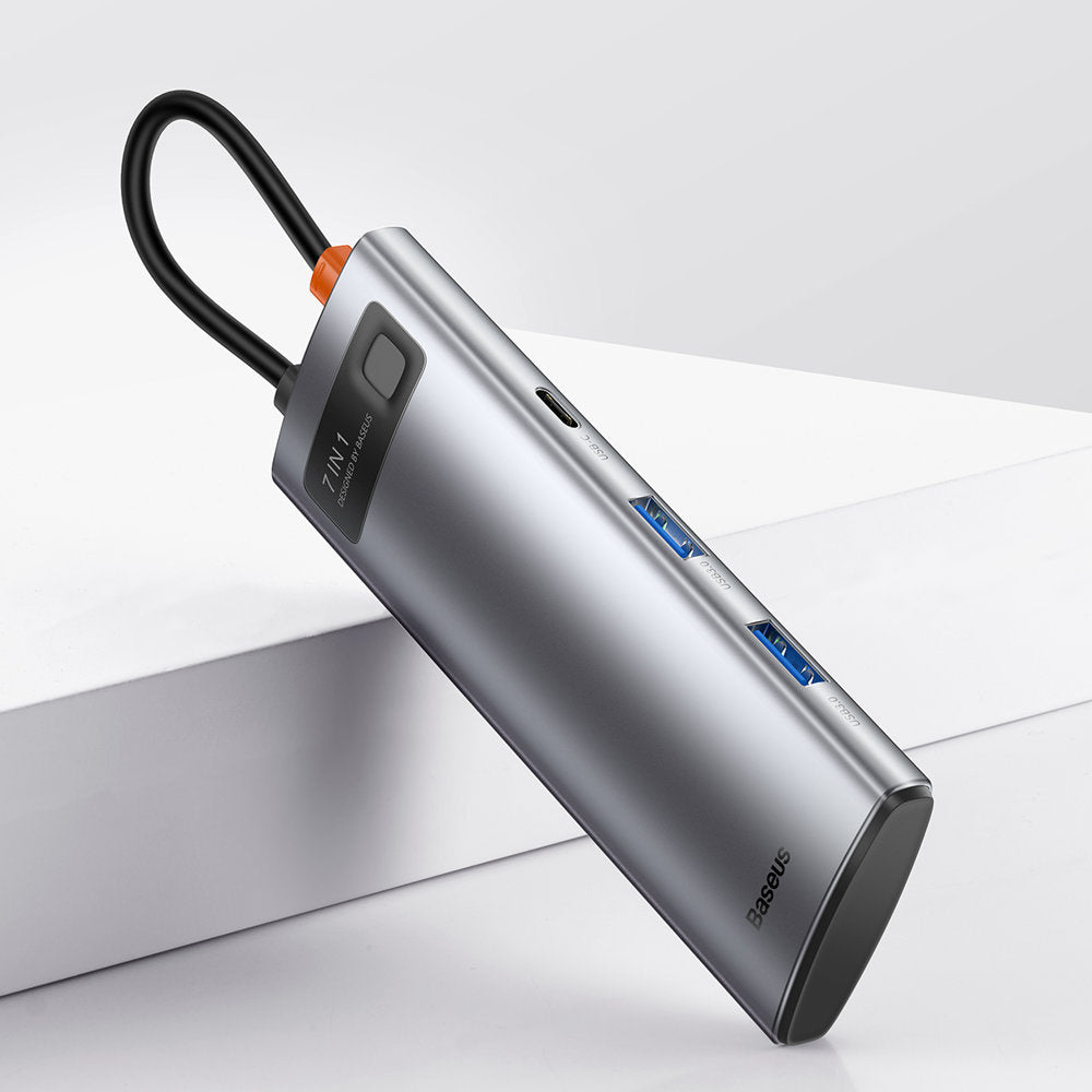 Baseus Metal Gleam Series Multifunkcjonalny HUB USB 7w1 USB-C HDMI Czytnik Kart TF PD