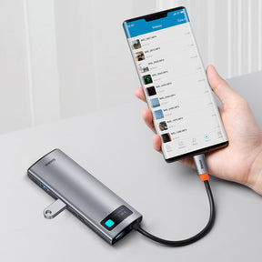 Baseus Metal Gleam Series Multifunkcjonalny HUB USB 7w1 USB-C HDMI Czytnik Kart TF PD
