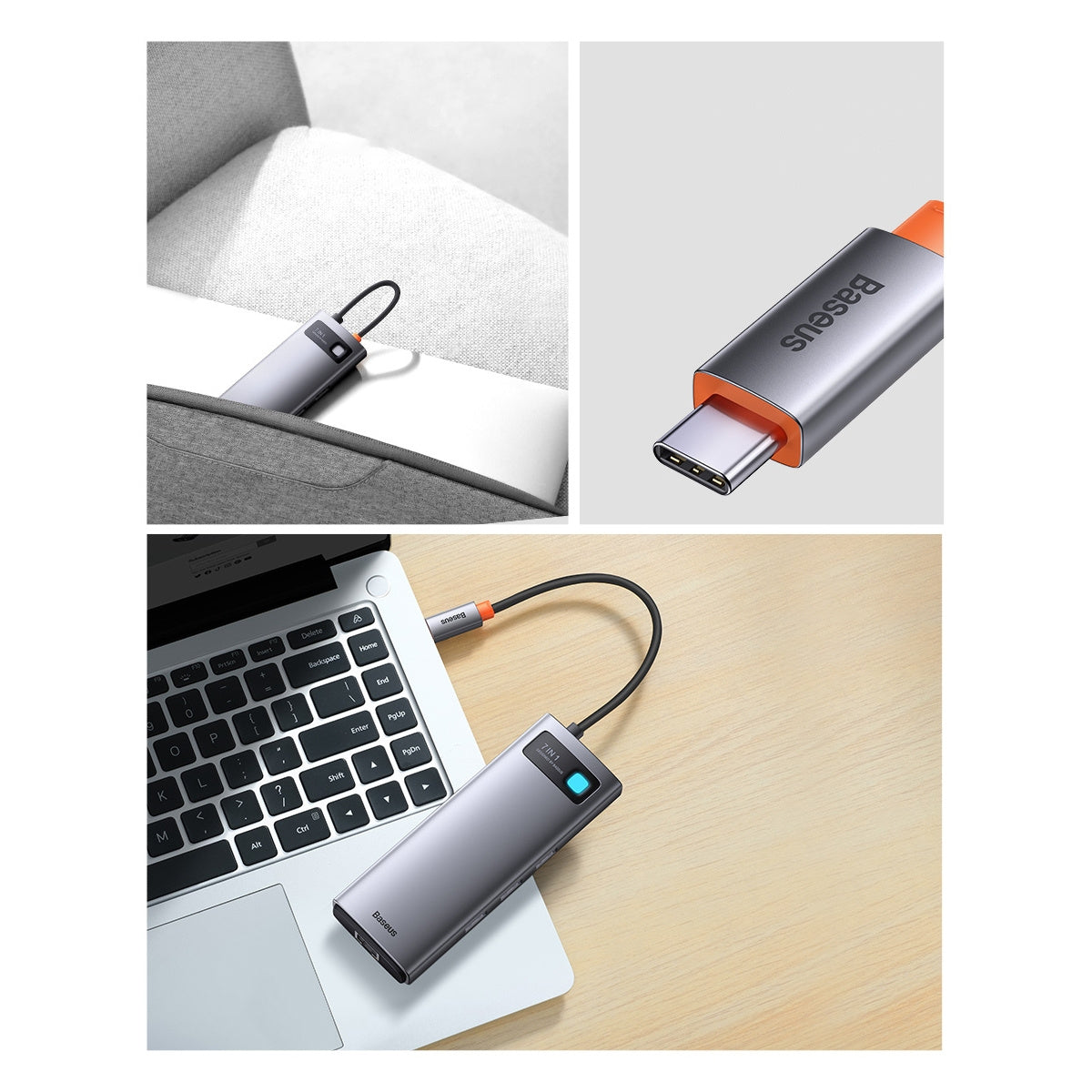 Baseus Metal Gleam Series Stacja dokująca HUB 7 w 1 USB-C