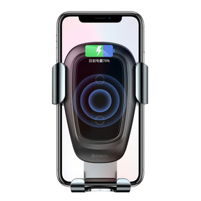 Baseus Metal Gravity Wireless Charger metalowy uchwyt samochodowy na kratkę wentylacyjną z bezprzewodowym ładowaniem Qi