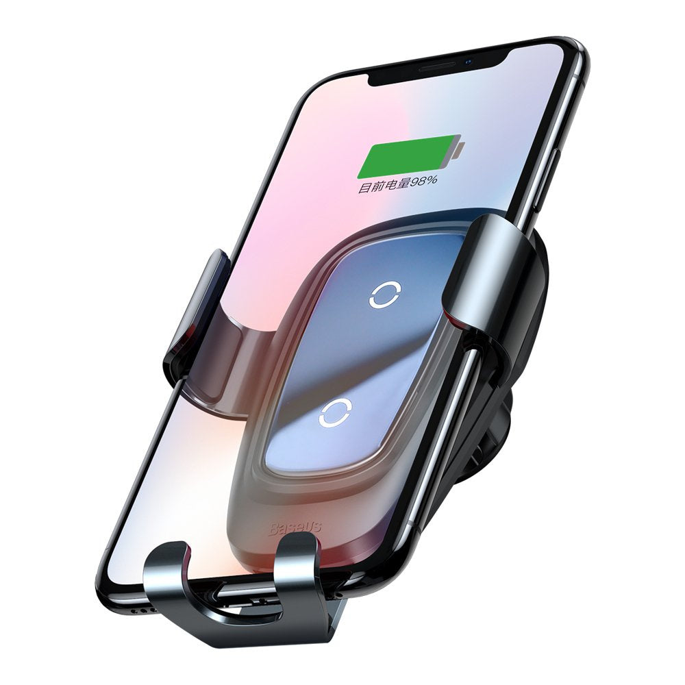 Baseus Metal Gravity Wireless Charger metalowy uchwyt samochodowy na kratkę wentylacyjną z bezprzewodowym ładowaniem Qi