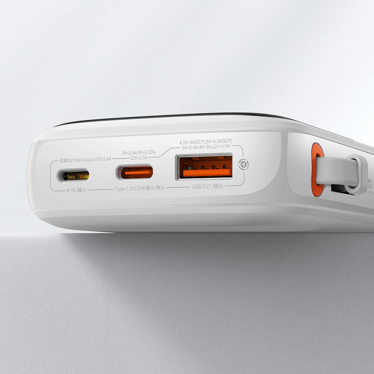 Baseus Qpow Digital Display Powerbank z szybkim ładowaniem 10000mAh 20W QC/PD/SCP/FCP z wbudowanym kablem Lightning