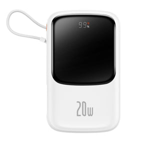 Baseus Qpow Digital Display Powerbank z szybkim ładowaniem 10000mAh 20W QC/PD/SCP/FCP z wbudowanym kablem Lightning
