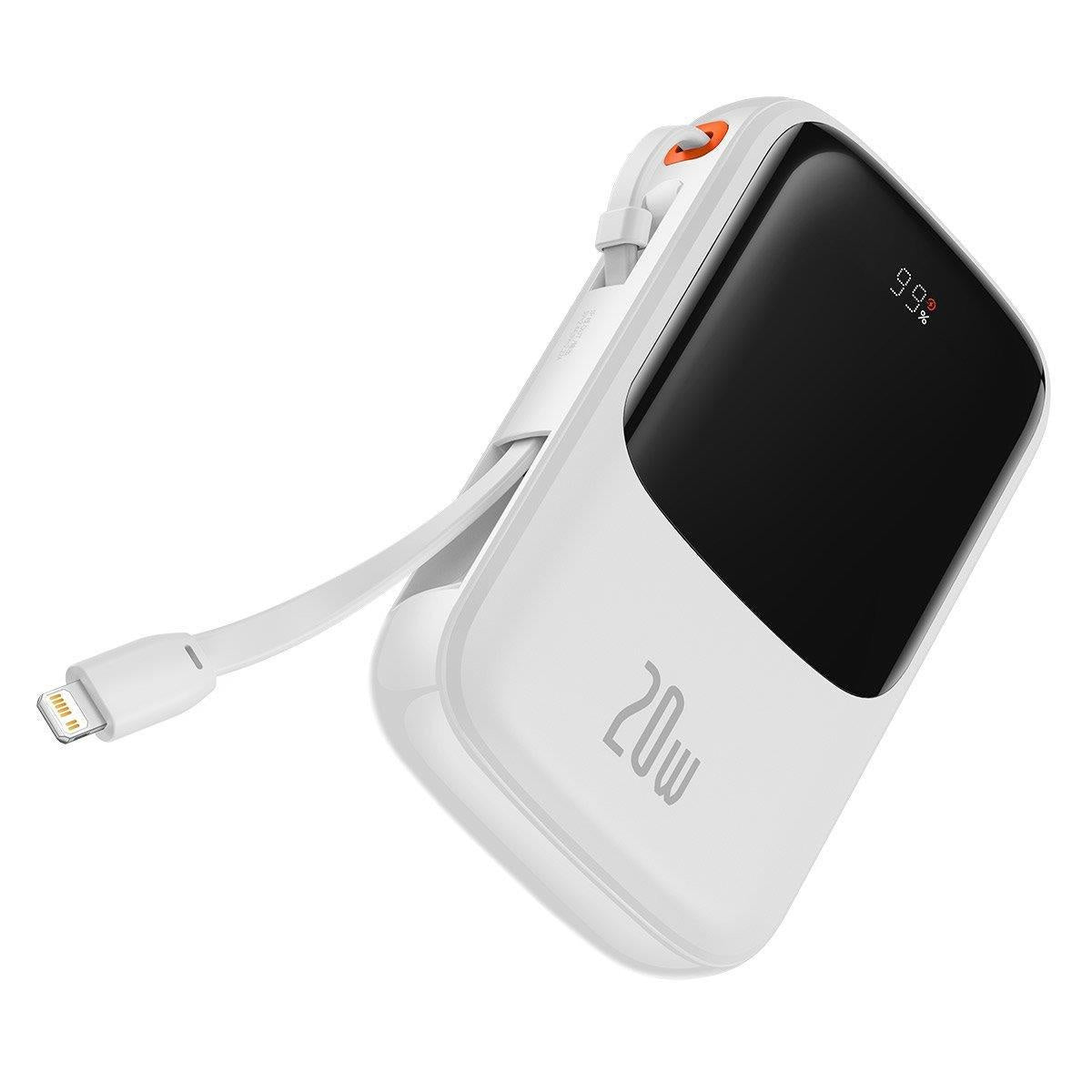 Baseus Qpow Digital Display Powerbank z szybkim ładowaniem 10000mAh 20W QC/PD/SCP/FCP z wbudowanym kablem Lightning