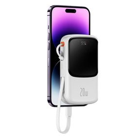 Baseus Qpow Digital Display Powerbank z szybkim ładowaniem 10000mAh 20W QC/PD/SCP/FCP z wbudowanym kablem Lightning