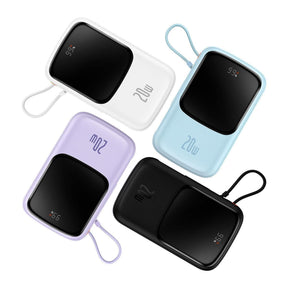 Baseus Qpow Digital Display Powerbank z szybkim ładowaniem 10000mAh 20W QC/PD/SCP/FCP z wbudowanym kablem Lightning
