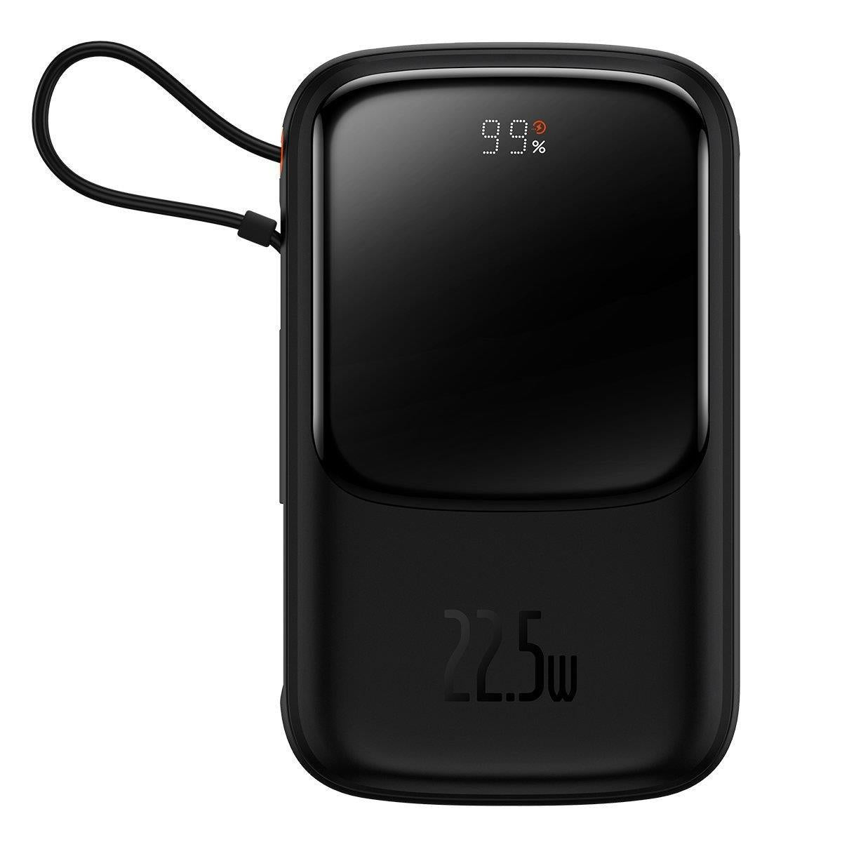 Baseus Qpow Digital Display Powerbank z szybkim ładowaniem 10000mAh 22,5W QC/PD/SCP/FCP z wbudowanym kablem USB-C