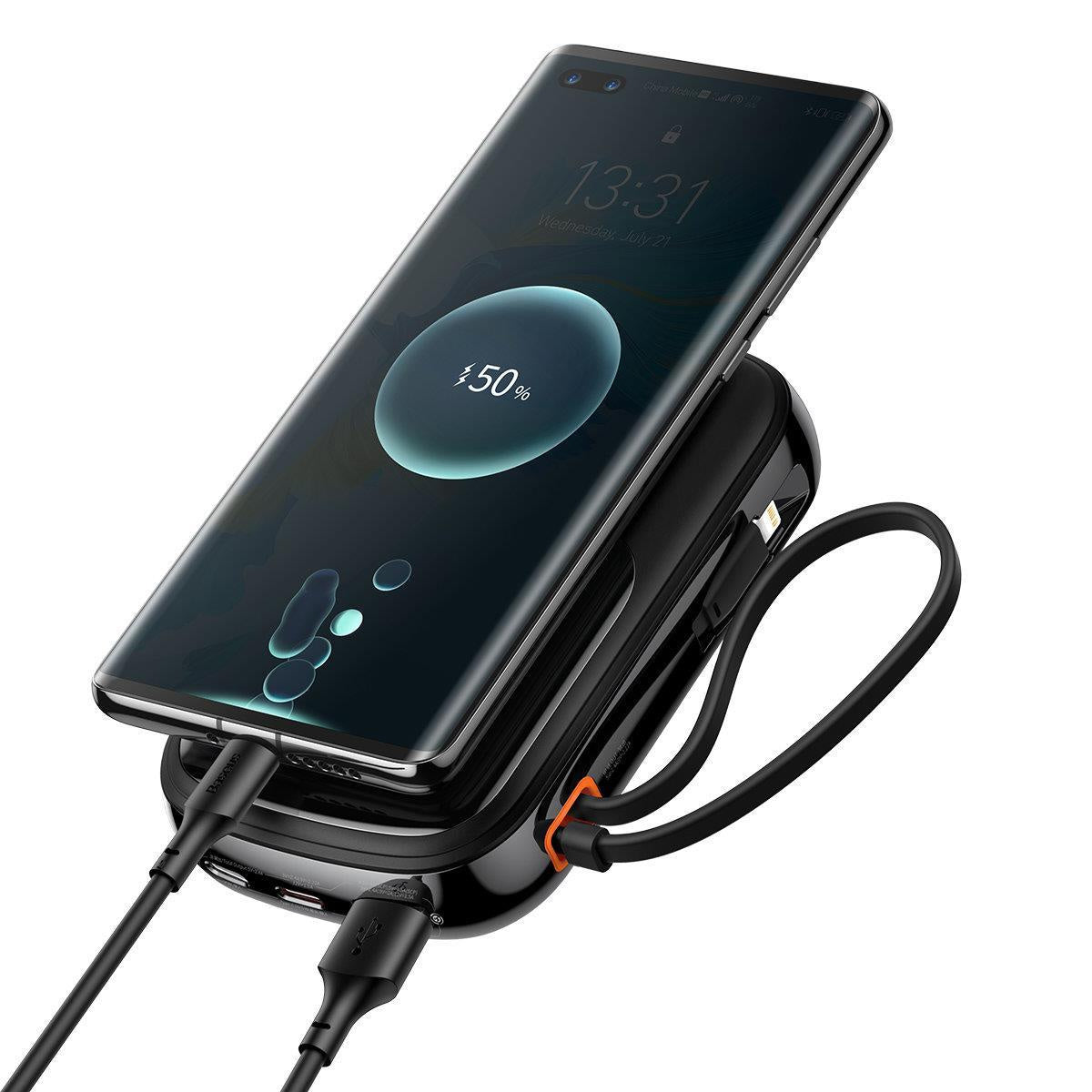 Baseus Qpow Digital Display Powerbank z szybkim ładowaniem 10000mAh 22,5W QC/PD/SCP/FCP z wbudowanym kablem USB-C