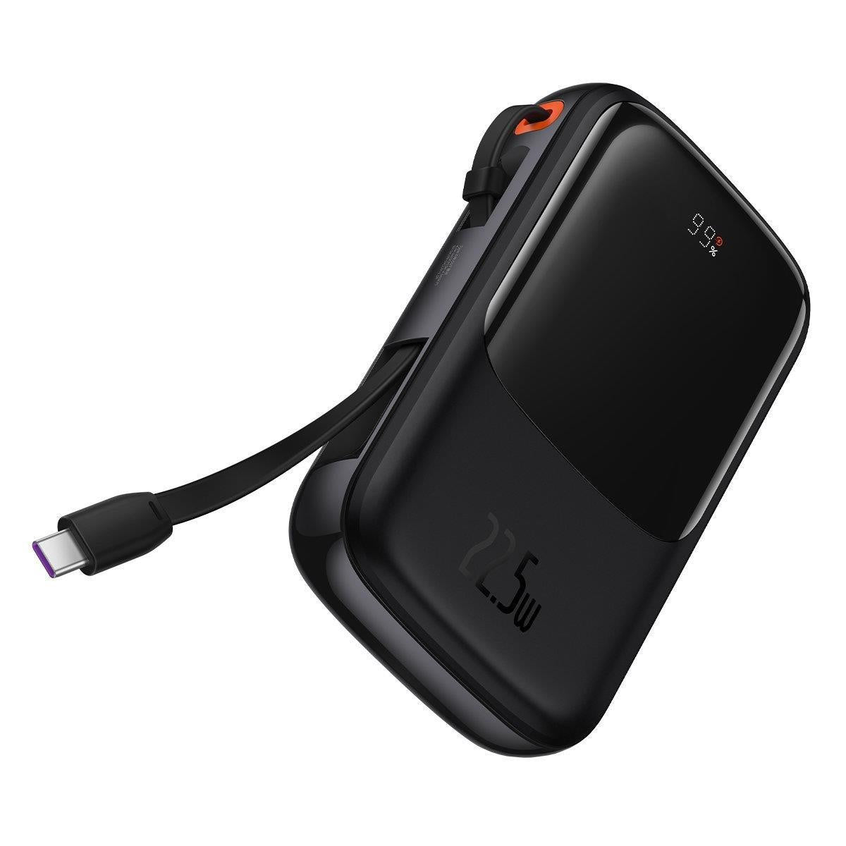 Baseus Qpow Digital Display Powerbank z szybkim ładowaniem 10000mAh 22,5W QC/PD/SCP/FCP z wbudowanym kablem USB-C