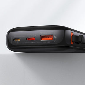 Baseus Qpow Digital Display Powerbank z szybkim ładowaniem 10000mAh 22,5W QC/PD/SCP/FCP z wbudowanym kablem USB-C