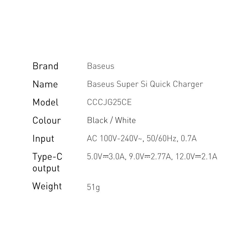 Baseus Super Si 1C szybka ładowarka USB-C 25W Power Delivery Quick Charge