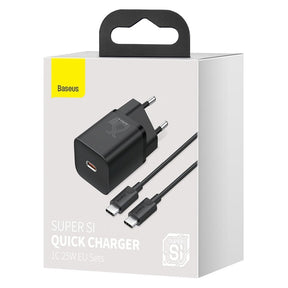 Baseus Super Si szybka ładowarka sieciowa Quick Charge 3.0 Power Delivery 25W 3A + Kabel USB Typ C