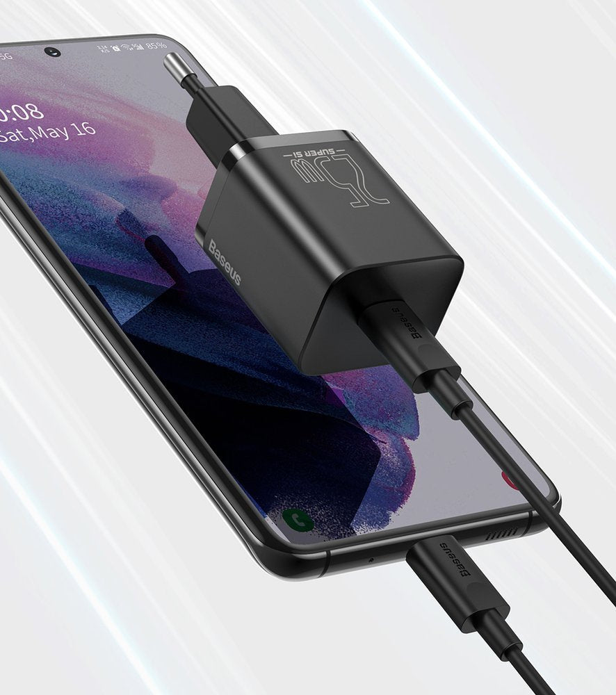 Baseus Super Si szybka ładowarka sieciowa Quick Charge 3.0 Power Delivery 25W 3A + Kabel USB Typ C