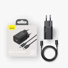 Baseus Super Si szybka ładowarka sieciowa Quick Charge 3.0 Power Delivery 25W 3A + Kabel USB Typ C