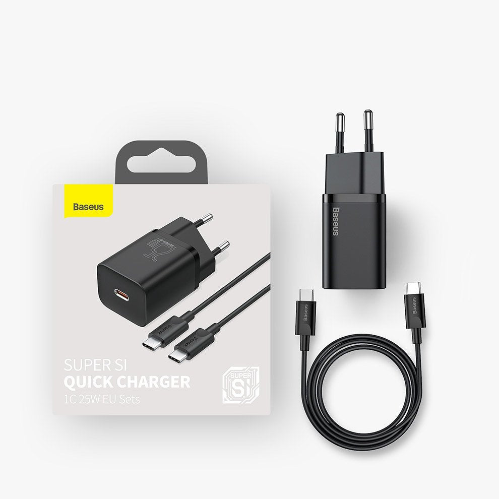 Baseus Super Si szybka ładowarka sieciowa Quick Charge 3.0 Power Delivery 25W 3A + Kabel USB Typ C