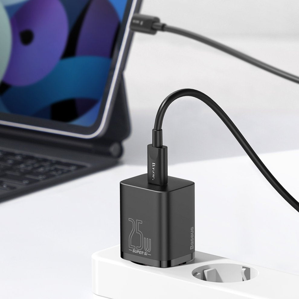Baseus Super Si szybka ładowarka sieciowa Quick Charge 3.0 Power Delivery 25W 3A + Kabel USB Typ C